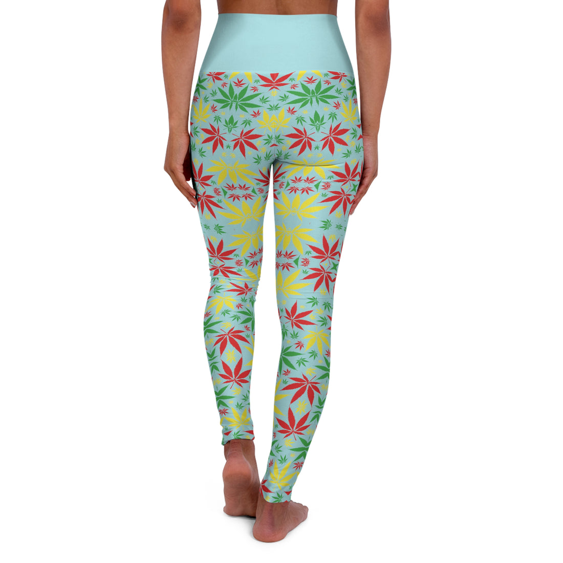 Icy Blue Tropical Rasta Toned Yoga Leggings