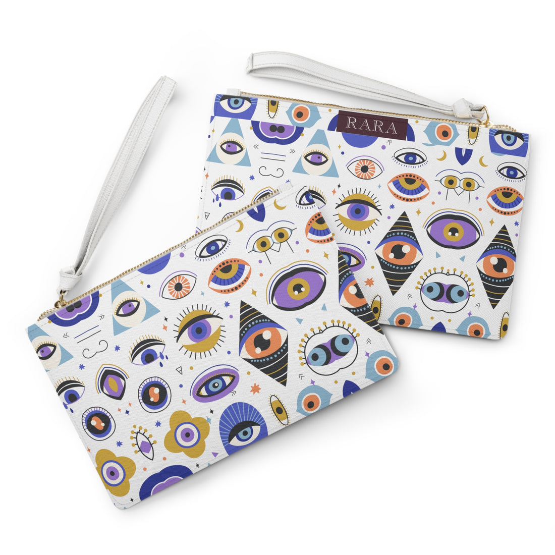 abstract evil eye print clutch bag