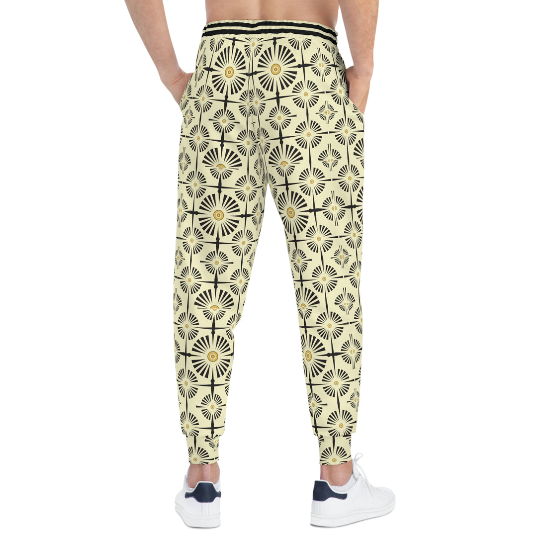 Cream Wheels & Spokes Print Unisex Joggers