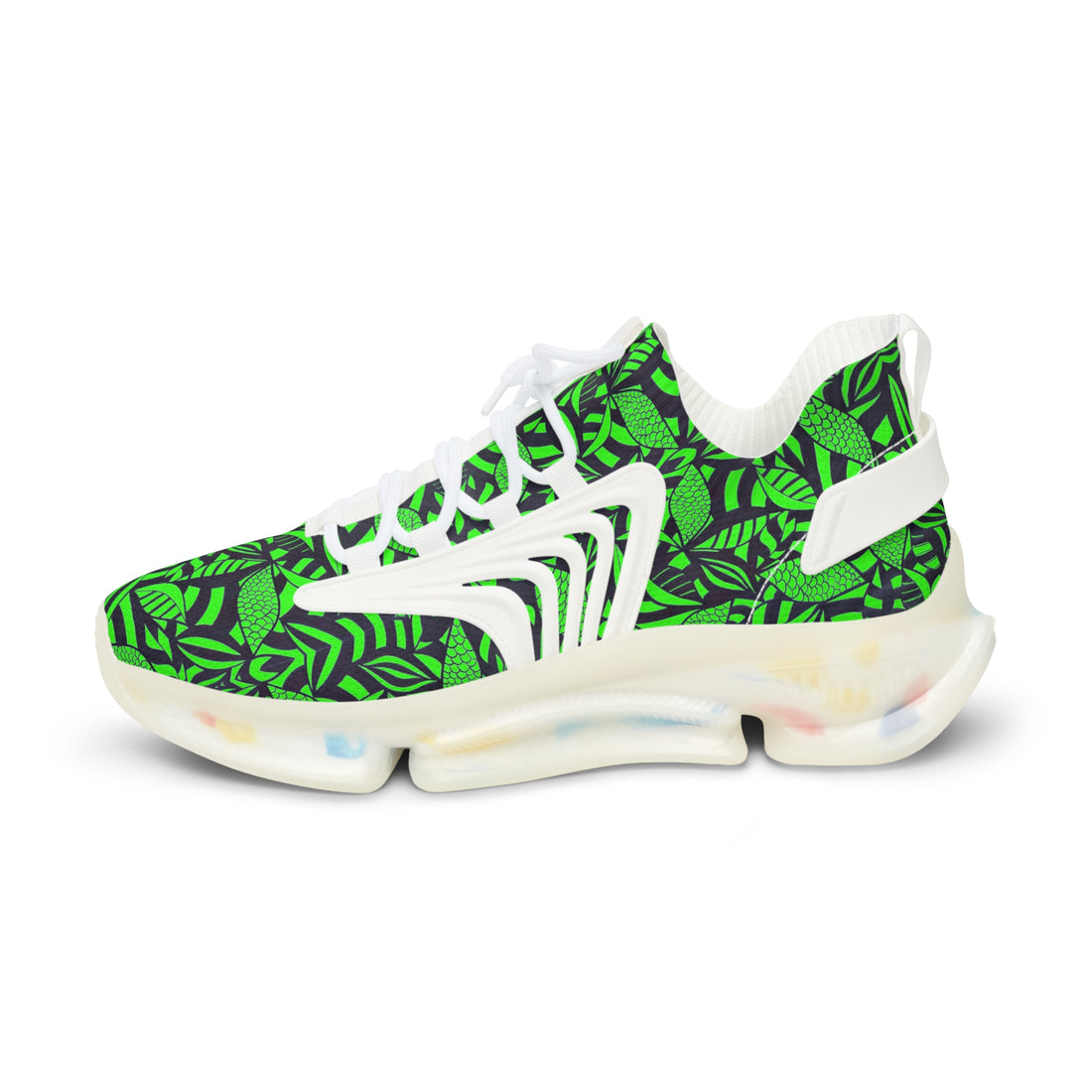 Neon Green Tropical Minimalist OTT Men's Mesh Knit Sneakers