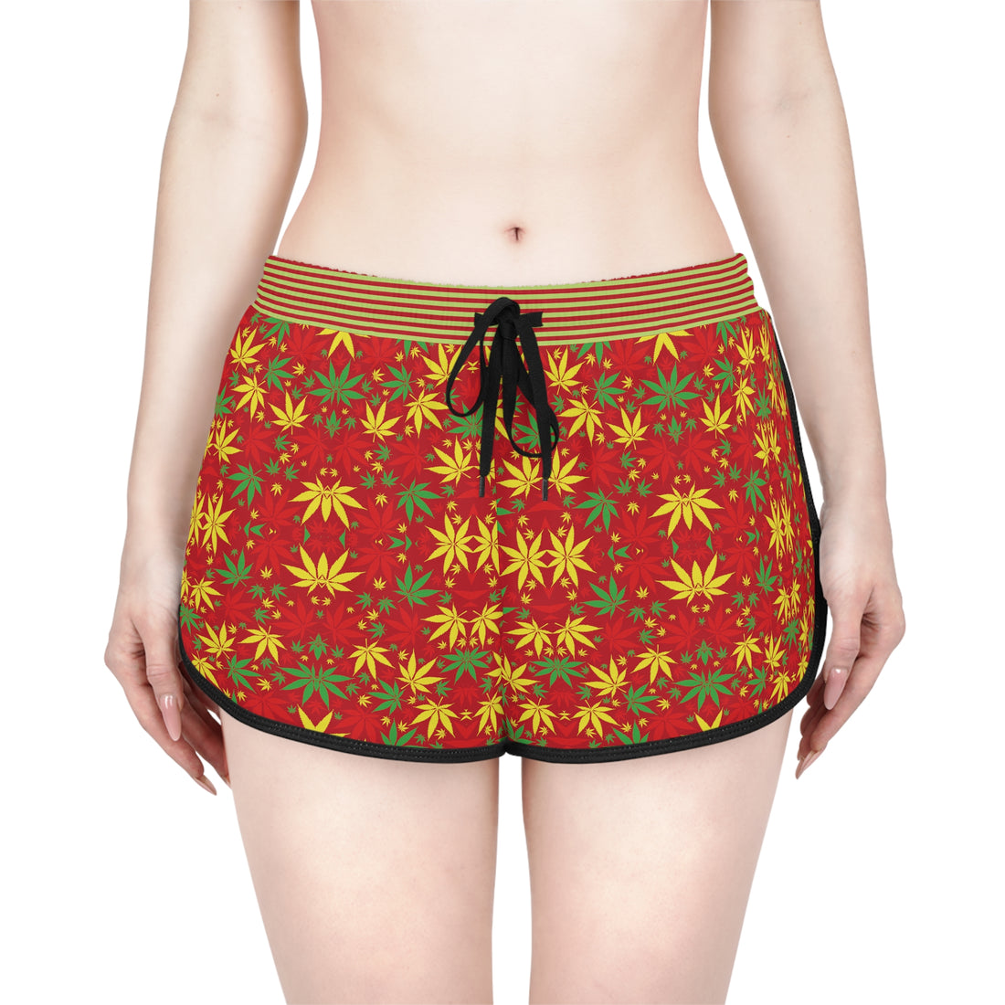 Red Tropical Rasta Toned Relaxed Gym Shorts