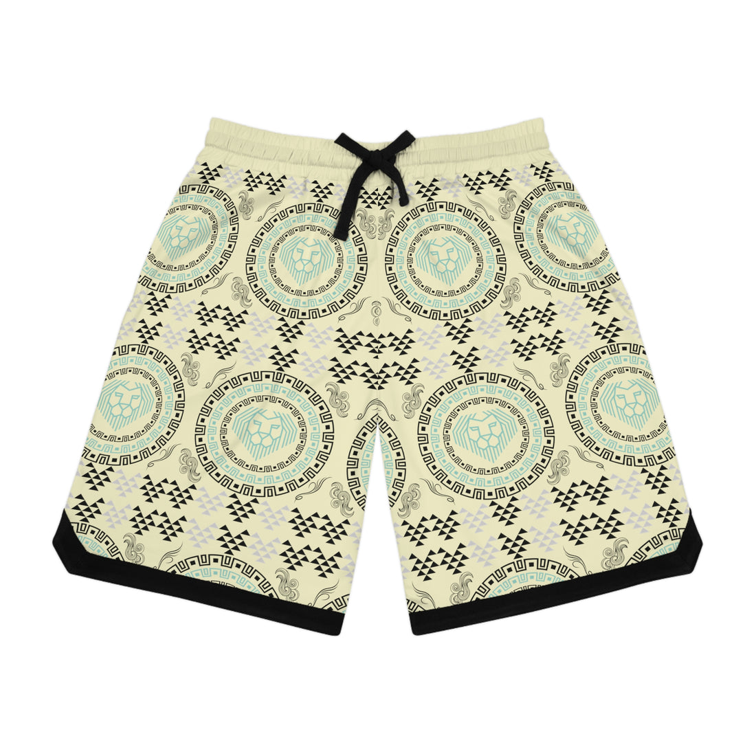Cream Lion Head Basketball Rib Shorts (AOP)