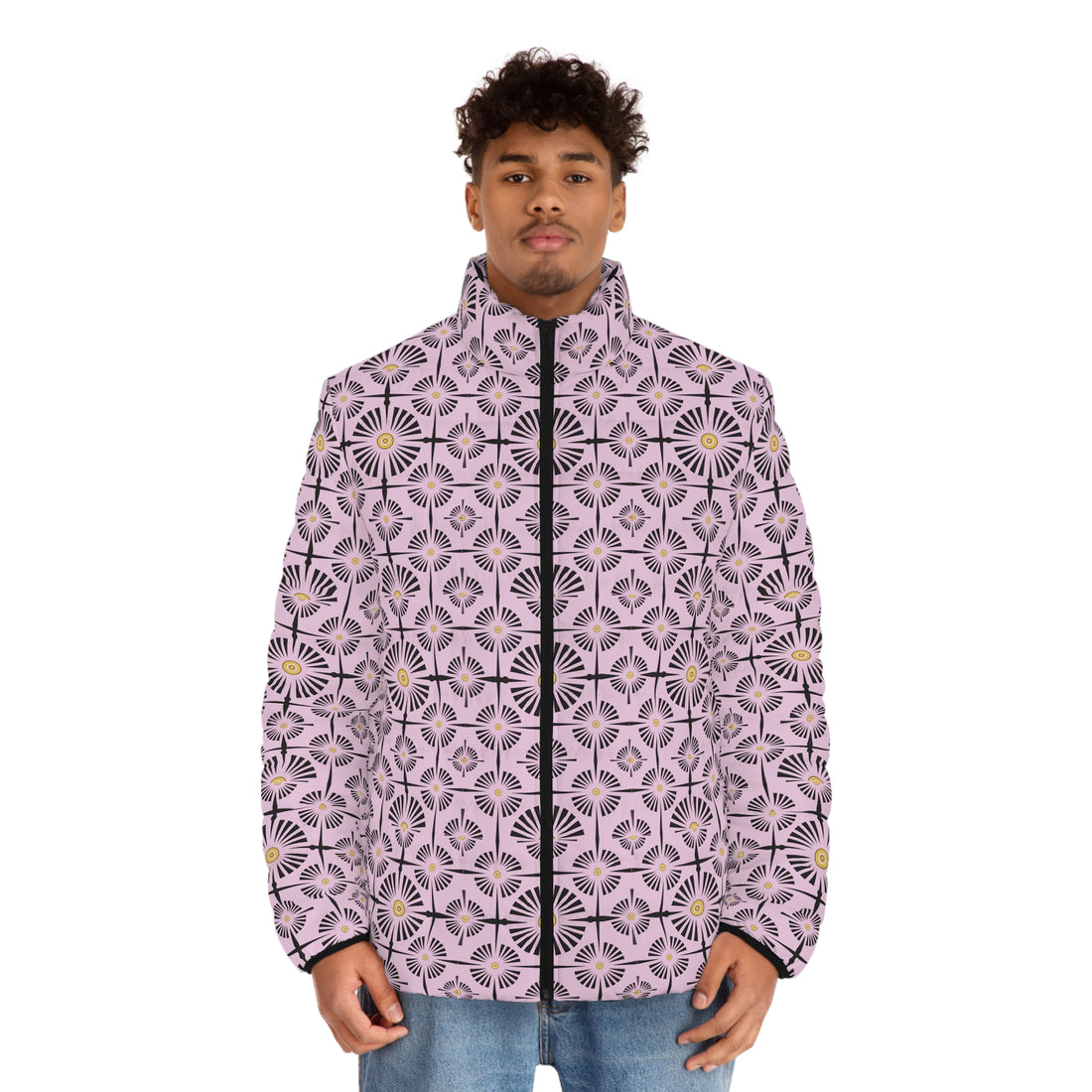 Lilac Wheels & Spokes Men's Puffer Jacket