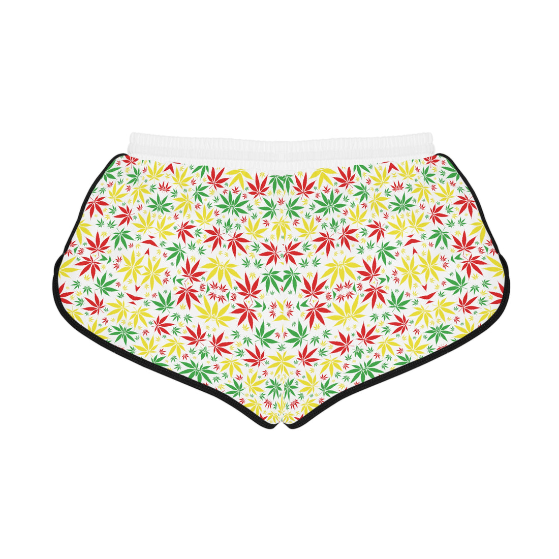 White Tropical Rasta Toned Relaxed Gym Shorts