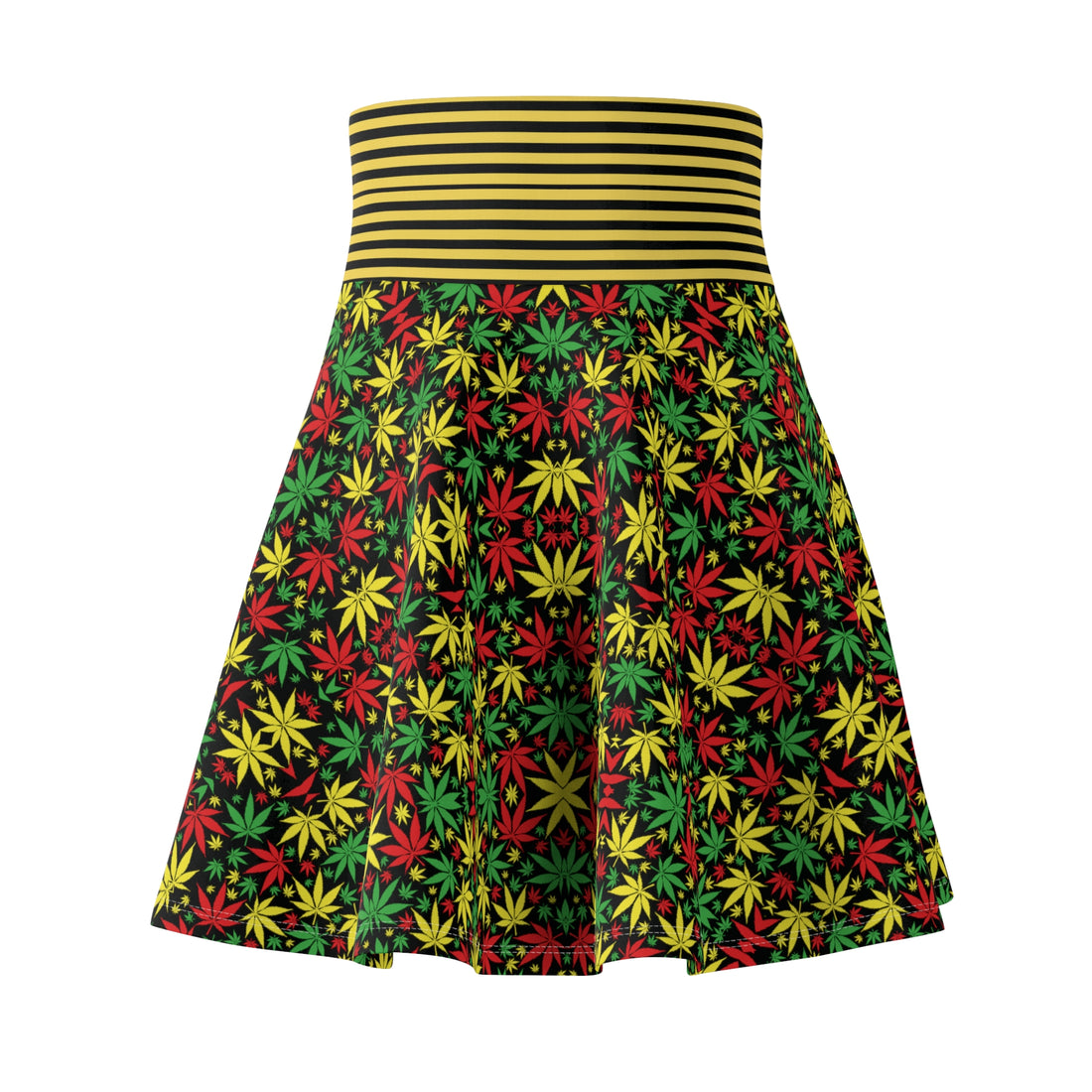 Black Tropical Rasta Toned Skater Skirt