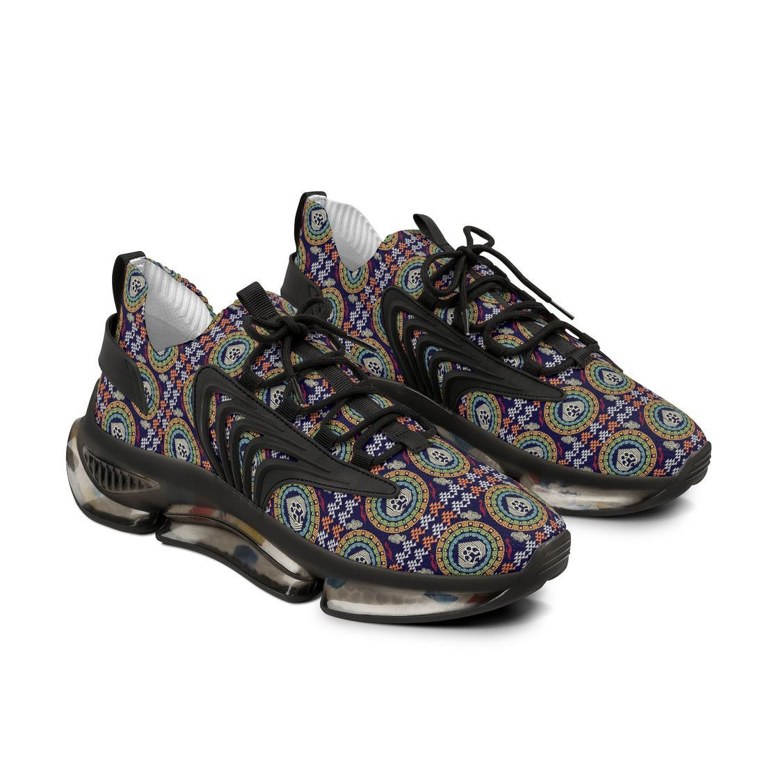 Ink Geo Lion Head Men's Mesh Knit Sneakers
