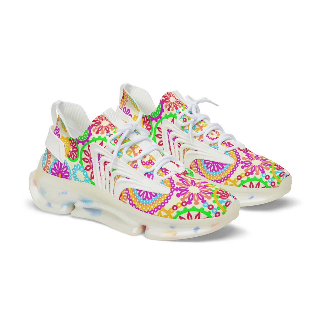 Lemon multi colour psychedelic print men's mesh knit sneakers