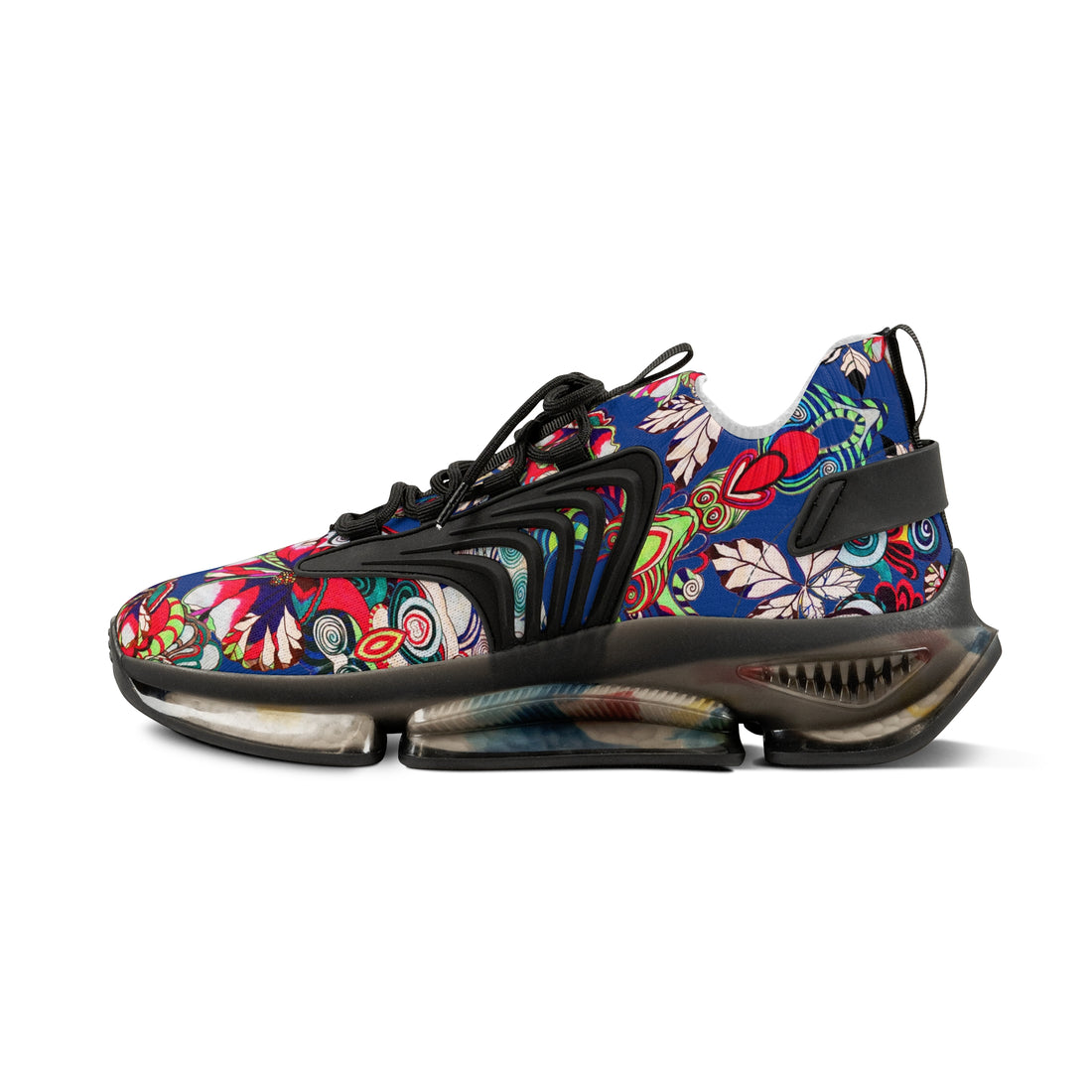 Royal Blue Floral Pop OTT Men's Mesh Knit Sneakers