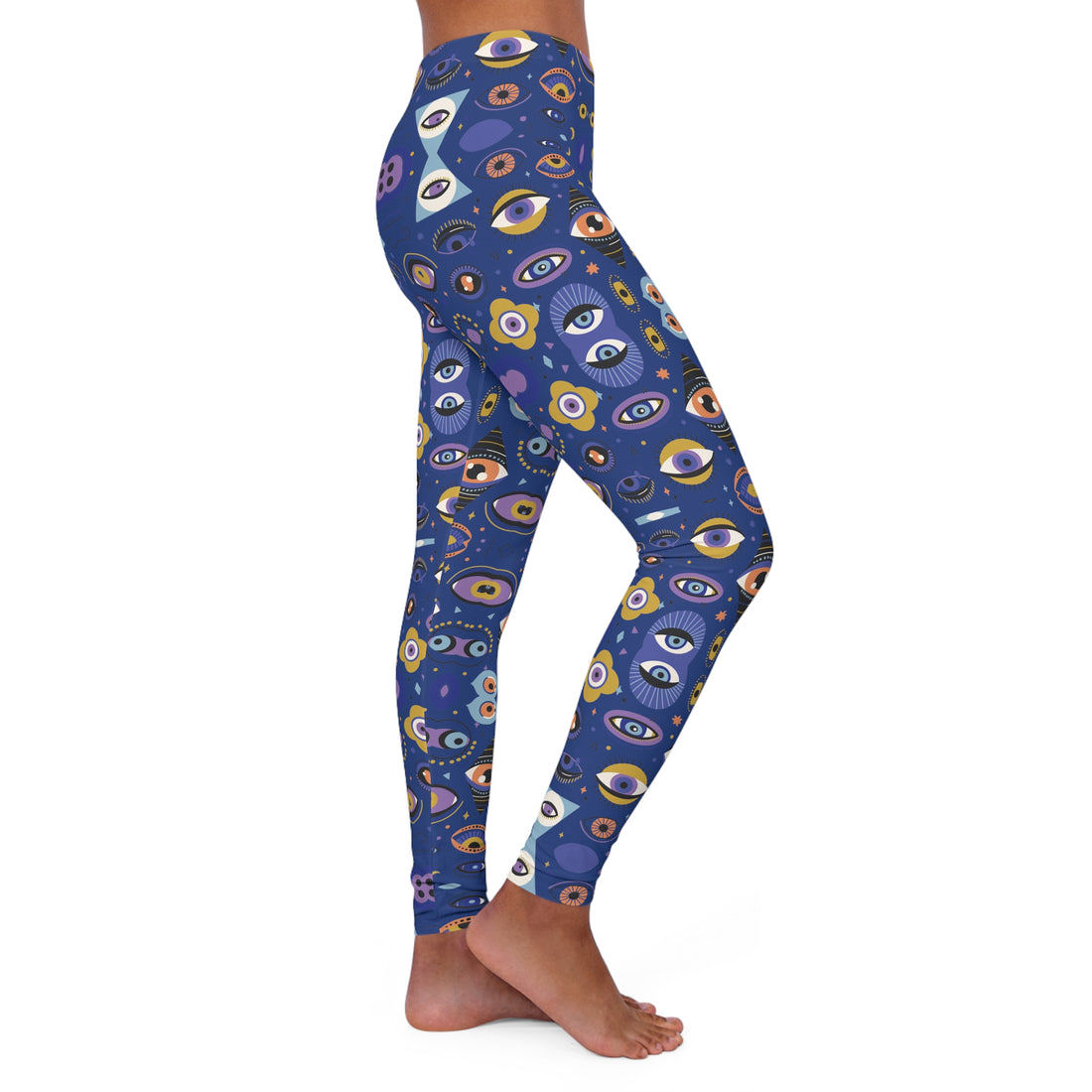 Royal Blue Abstract Evil Eye Spandex Leggings