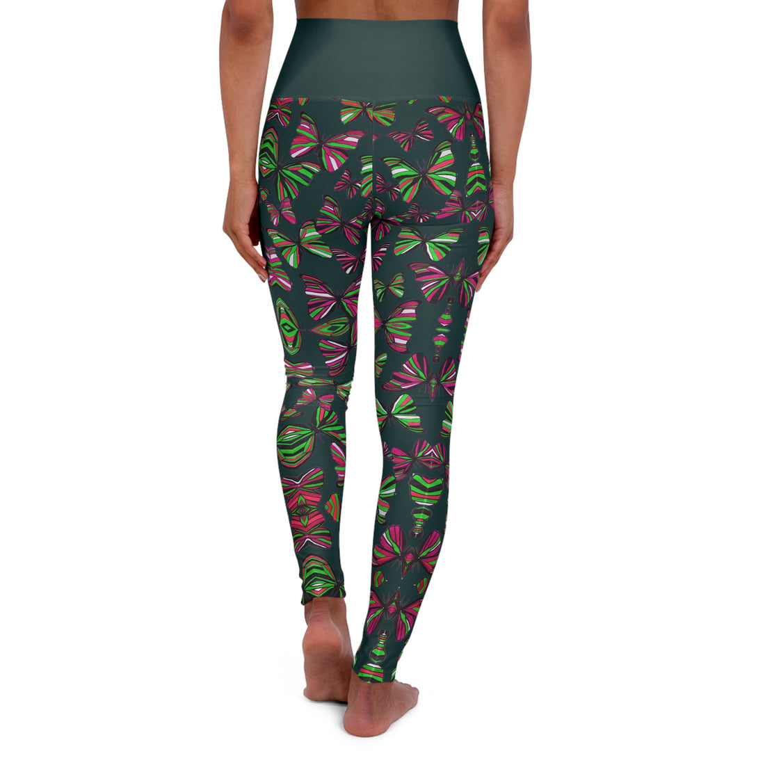 Bottle Green Butterfly Kaleidoscope Yoga Leggings