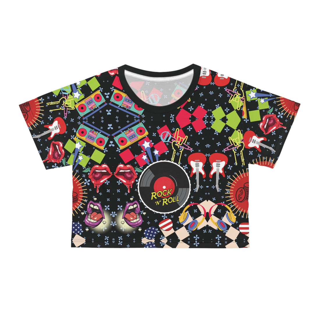 Rock N' Roll AOP Crop Tee