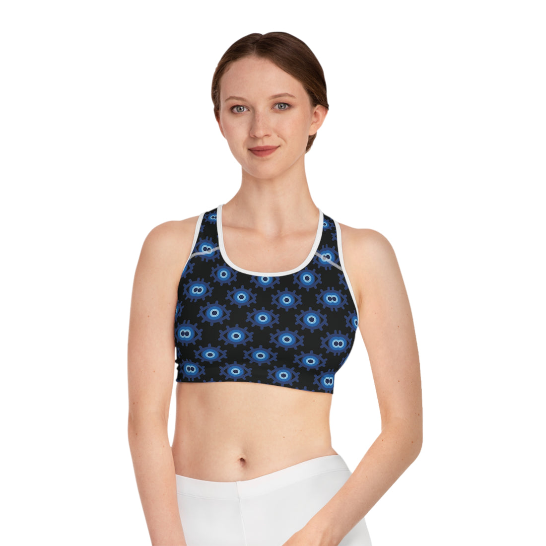 Black Evil Eye (AOP) Sports Bra
