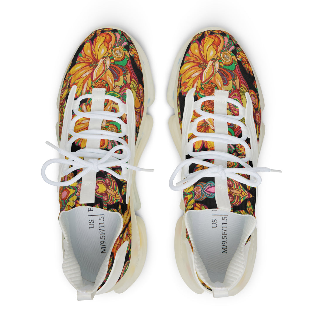 Black Artsy Floral OTT Men's Mesh Knit Sneakers