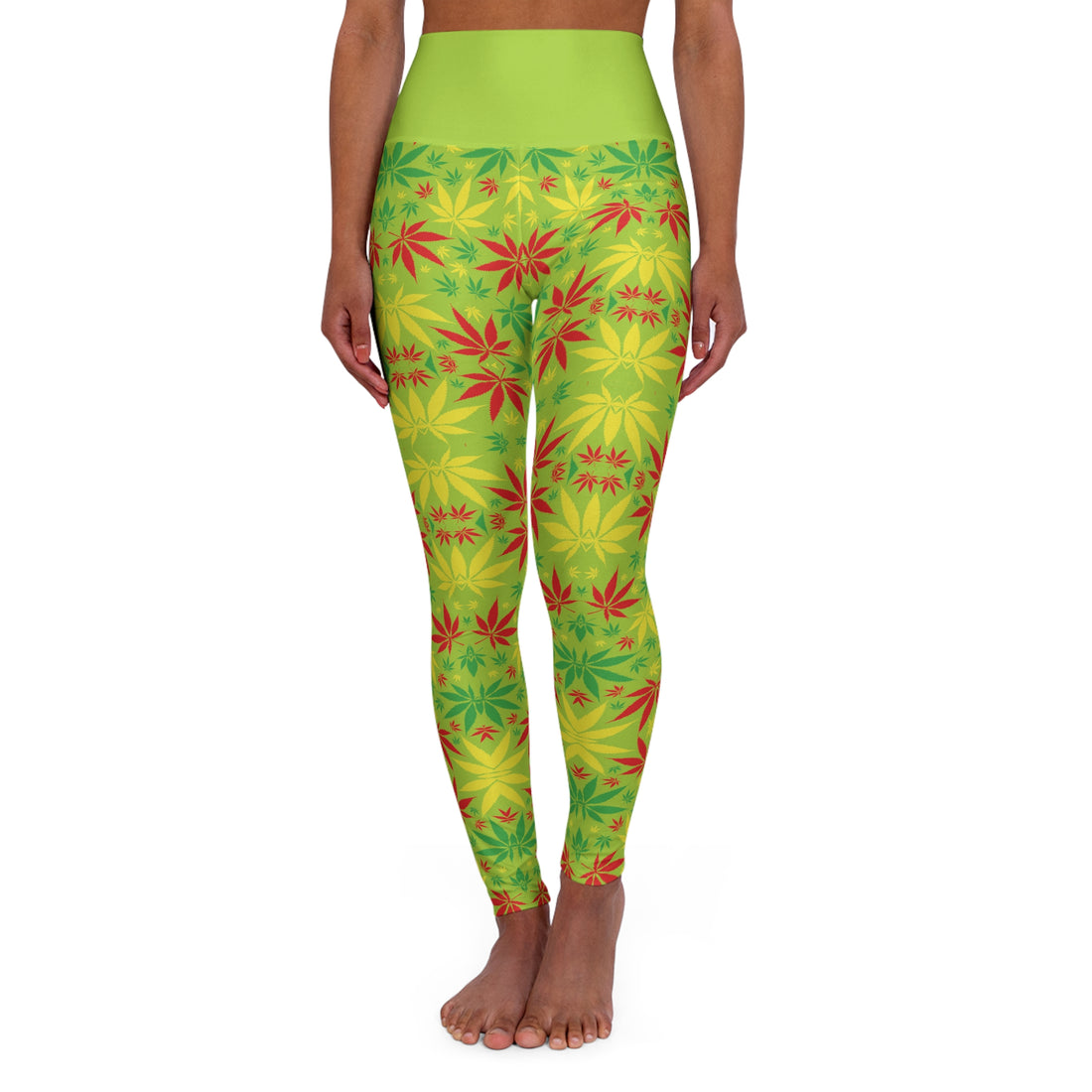 Lime Tropical Rasta Toned Yoga Leggings