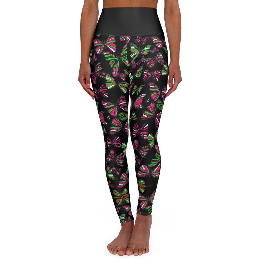 Black butterfly kaleidoscope Yoga Leggings
