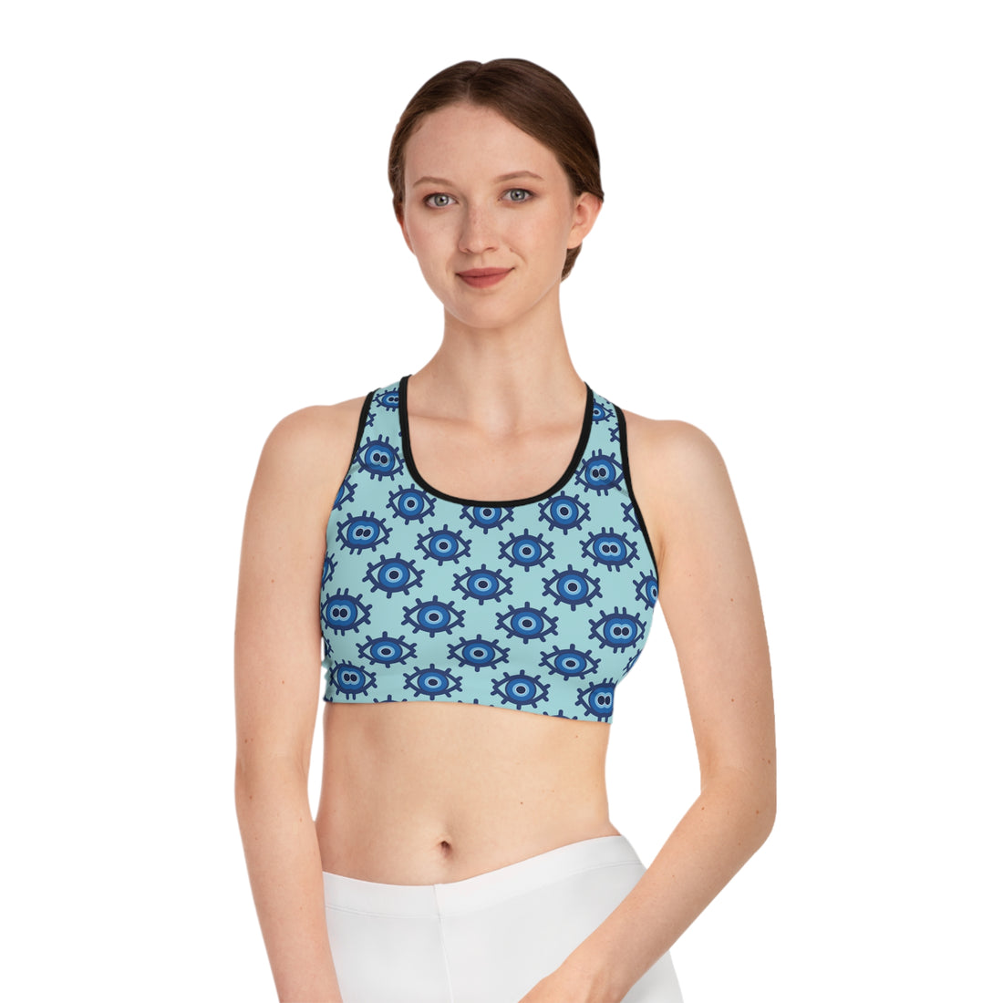 Icy Blue Evil Eye (AOP) Sports Bra