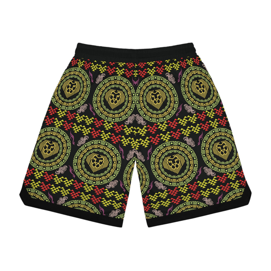 Black Lion Head Basketball Rib Shorts (AOP)