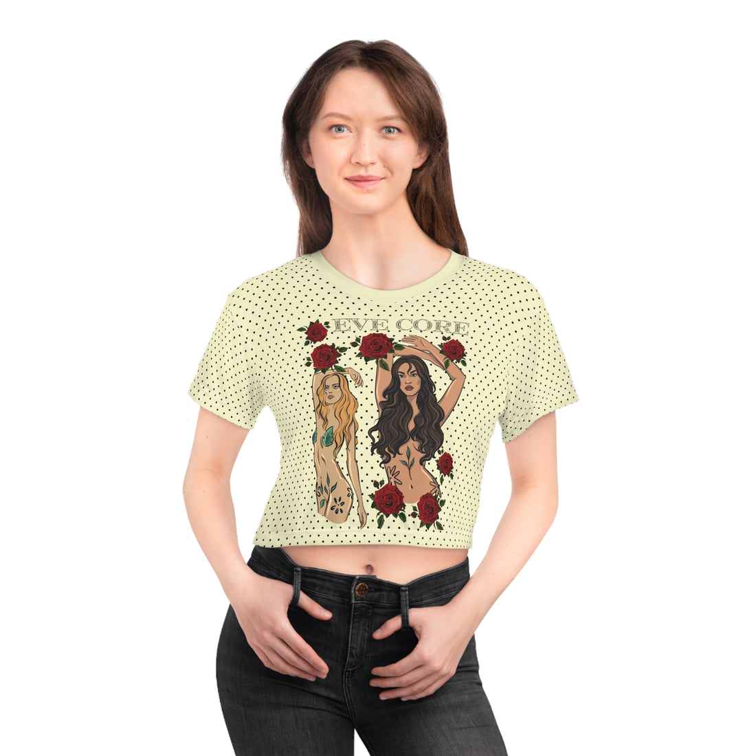 Cream Eve Core AOP Crop Tee