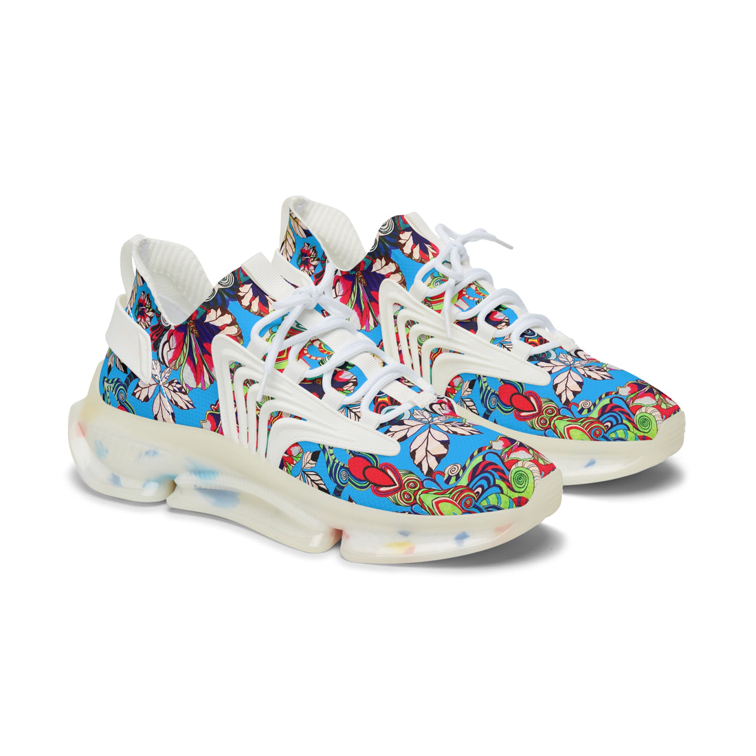 aqua women's graphic floral print mesh knit sneakers