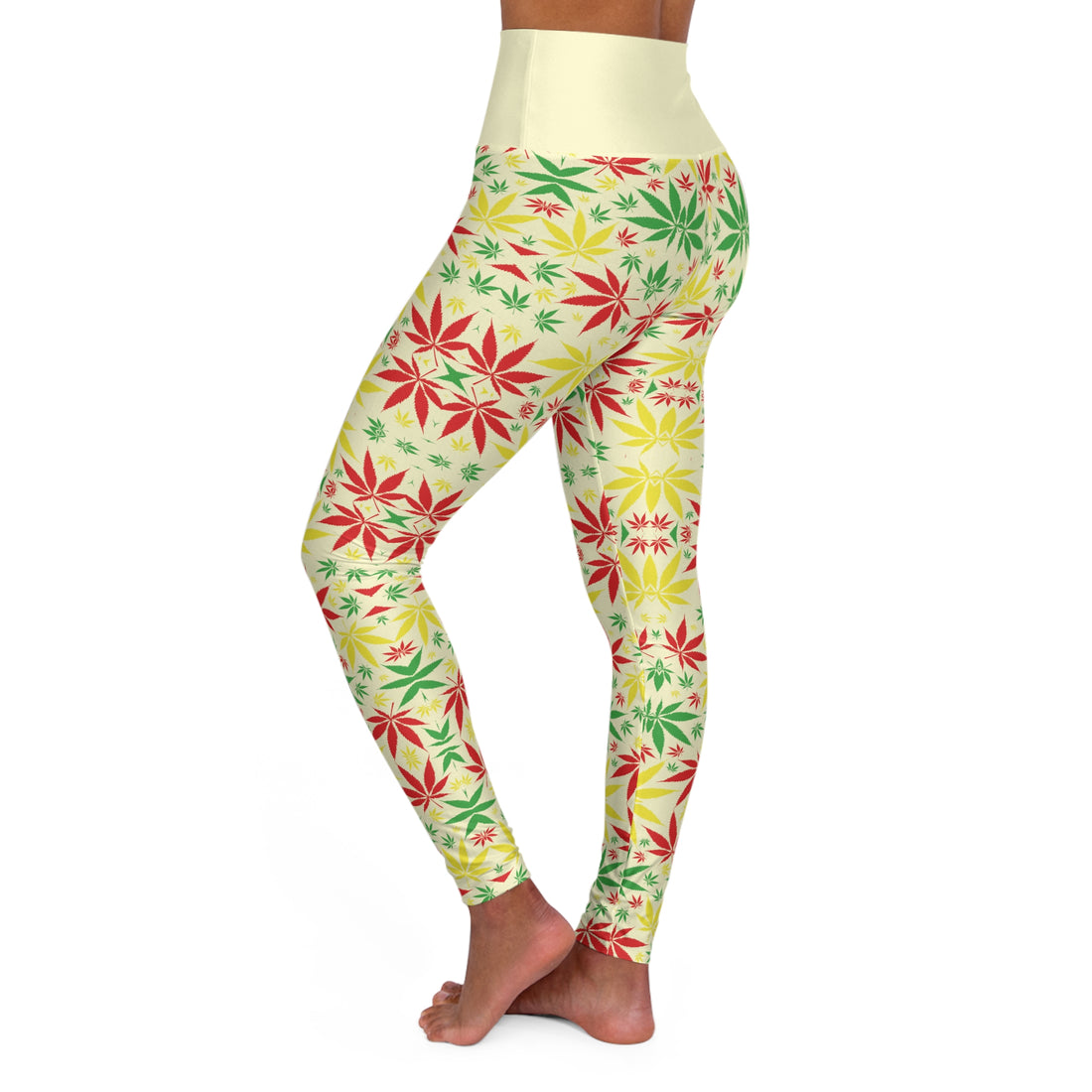 Cream Tropical Rasta Toned Yoga Leggings