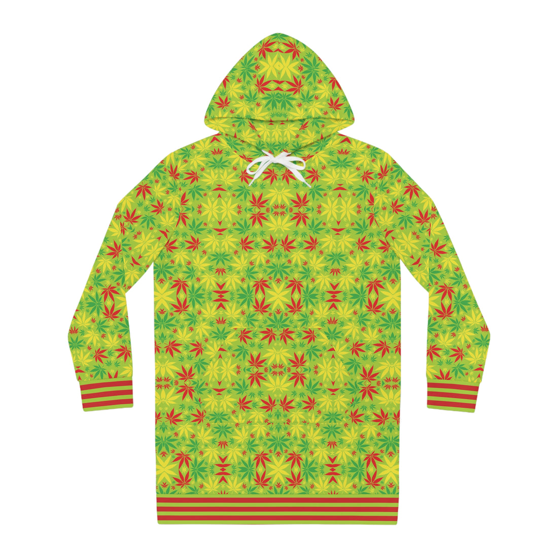 Lime Tropical Rasta Toned Hoodie Dress (AOP)