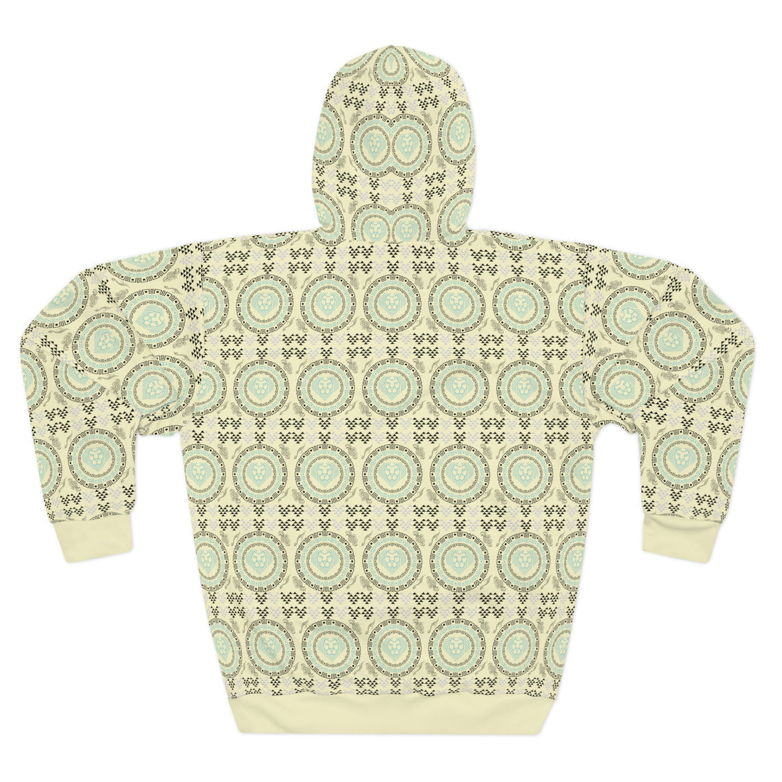 Cream Geo Lion Head Pullover Hoodie