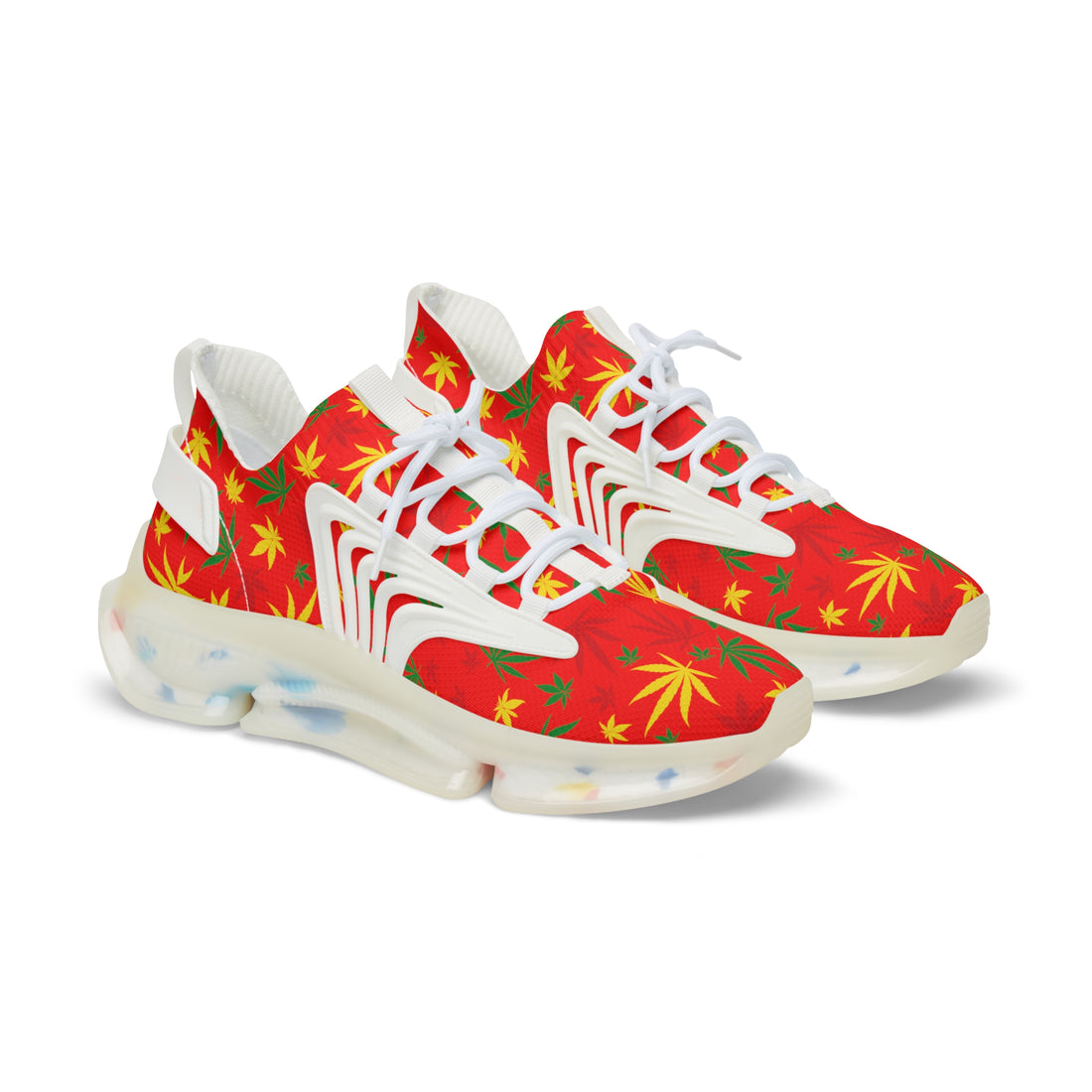 Red Tropical Rasta Toned Men's Mesh Knit Sneakers
