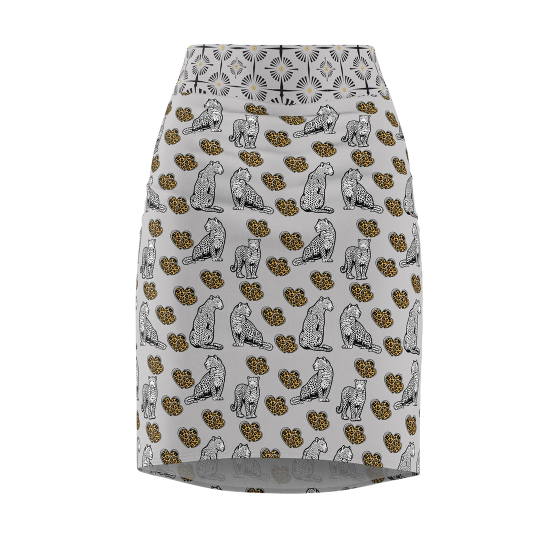Slate Cheetah Hearts Pencil Skirt