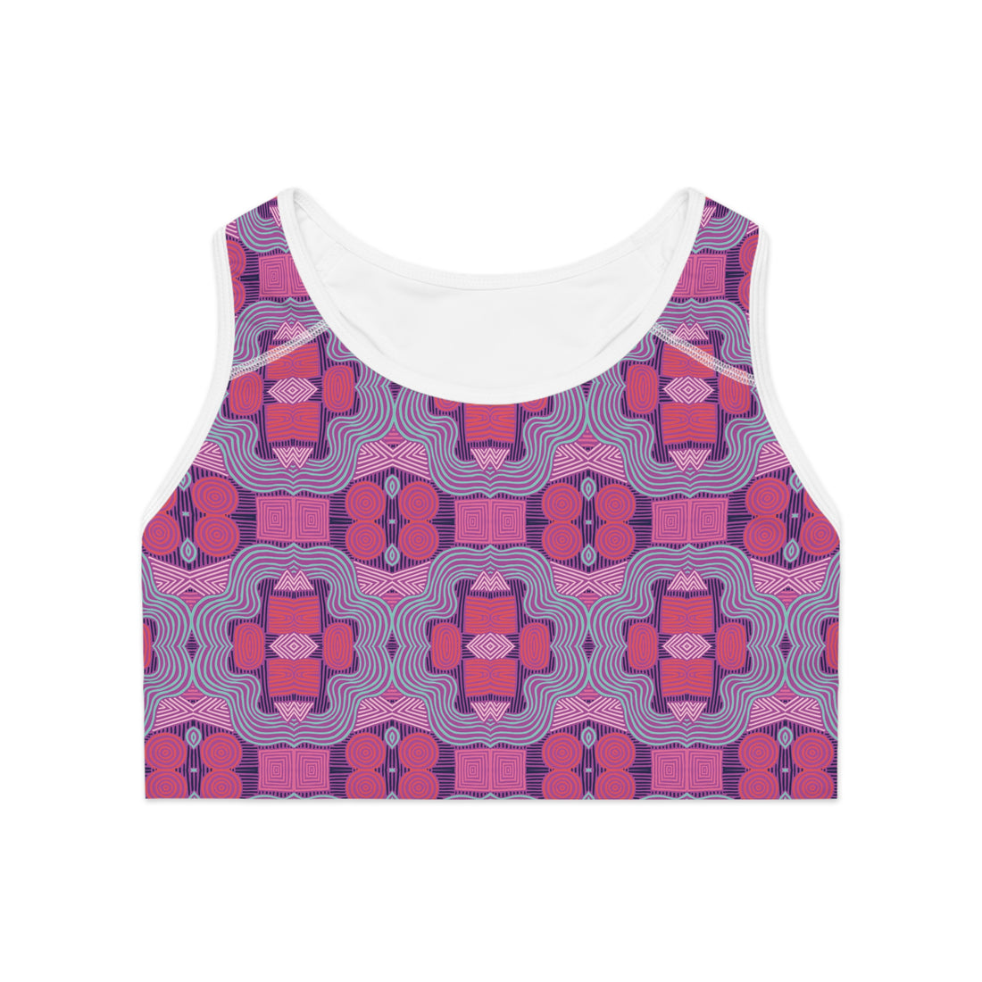 Lilac Bloom Geometric Print (AOP) Racerback Sports Bra