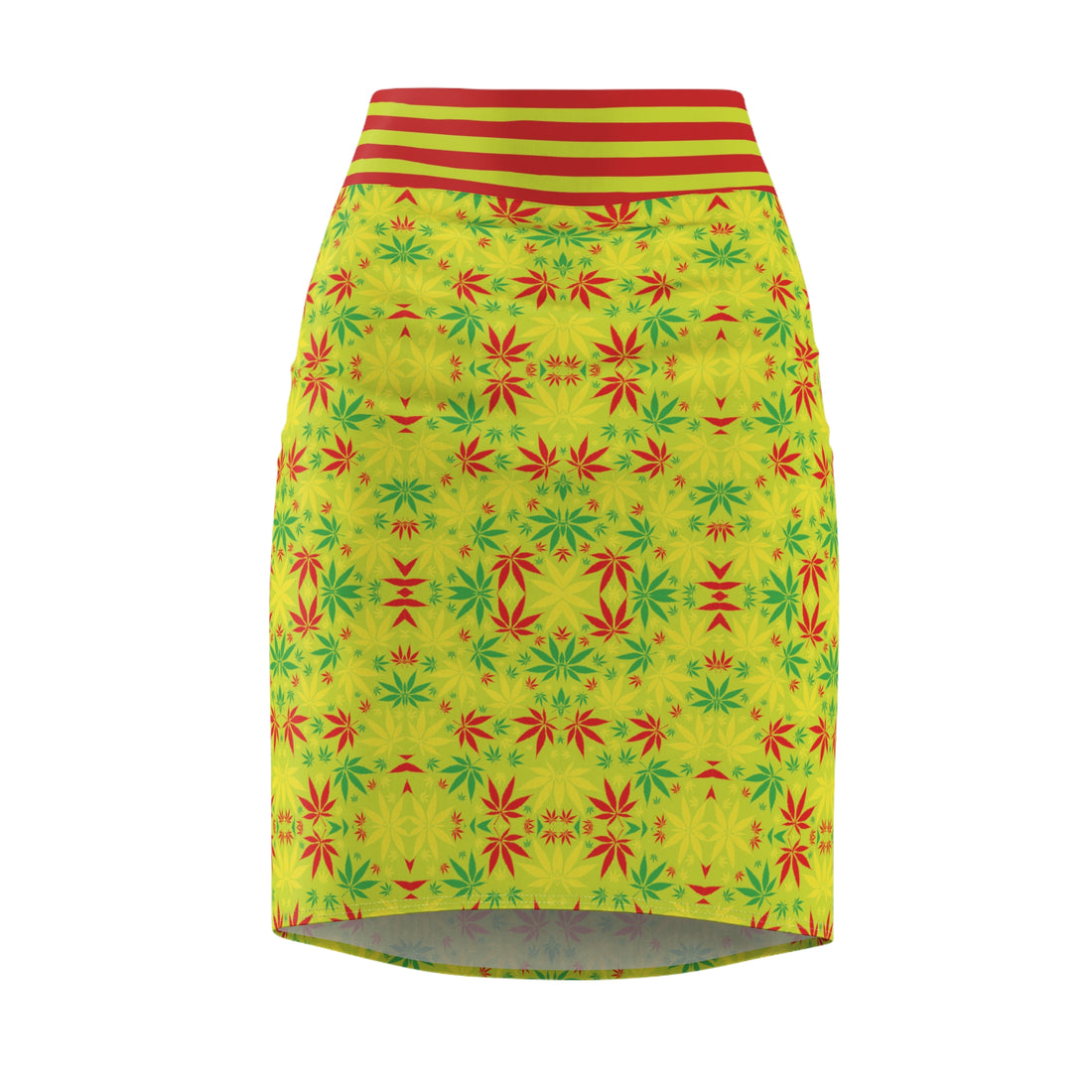 Lime Tropical Rasta Toned Pencil Skirt