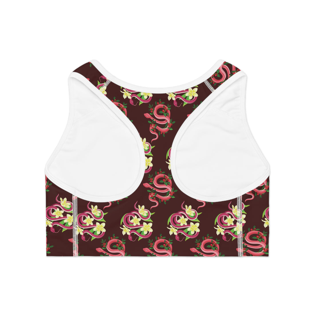 Marsala Snake Print (AOP) Racerback Sports Bra
