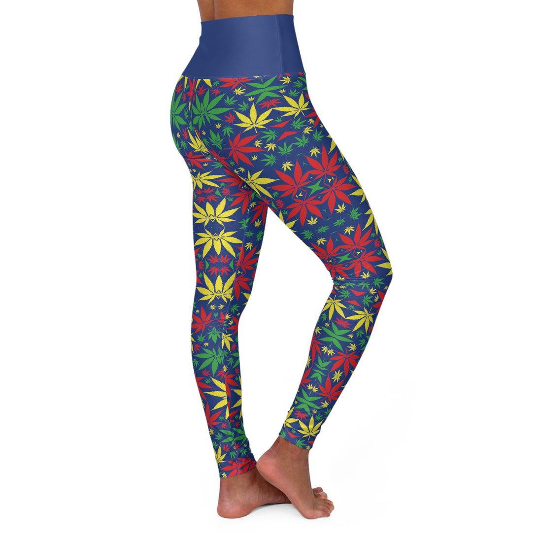 Blue Tropical Rasta Toned Yoga Leggings