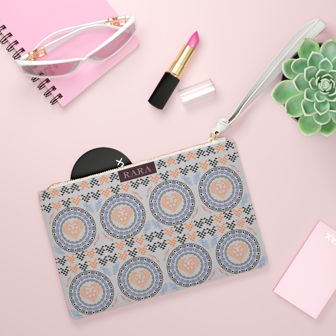 Slate Geo Lion Head Clutch Bag