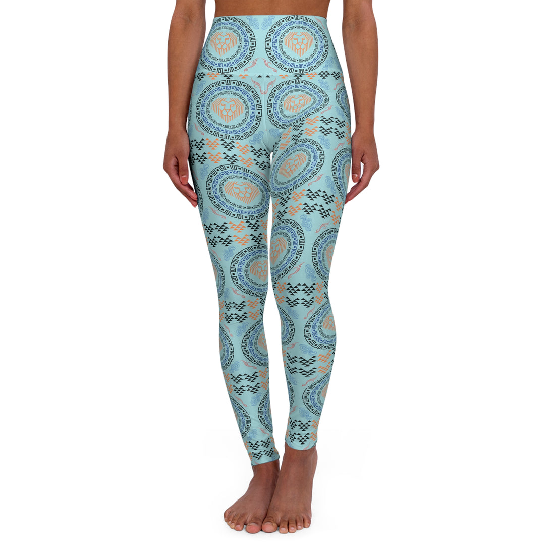 Icy Blue Lion Head Yoga Leggings