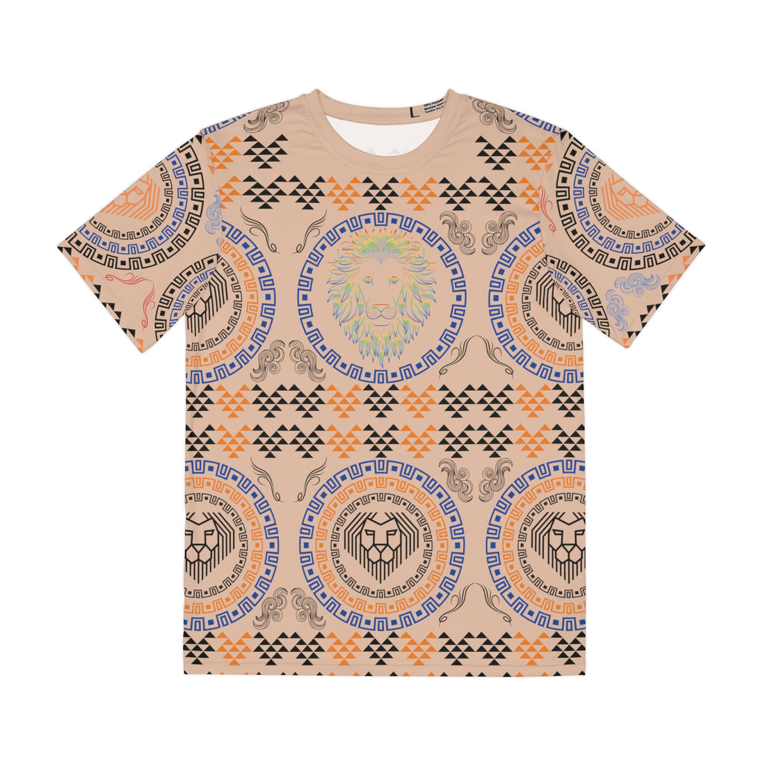 Nude Geo Lion Head Polyester Tee (AOP)