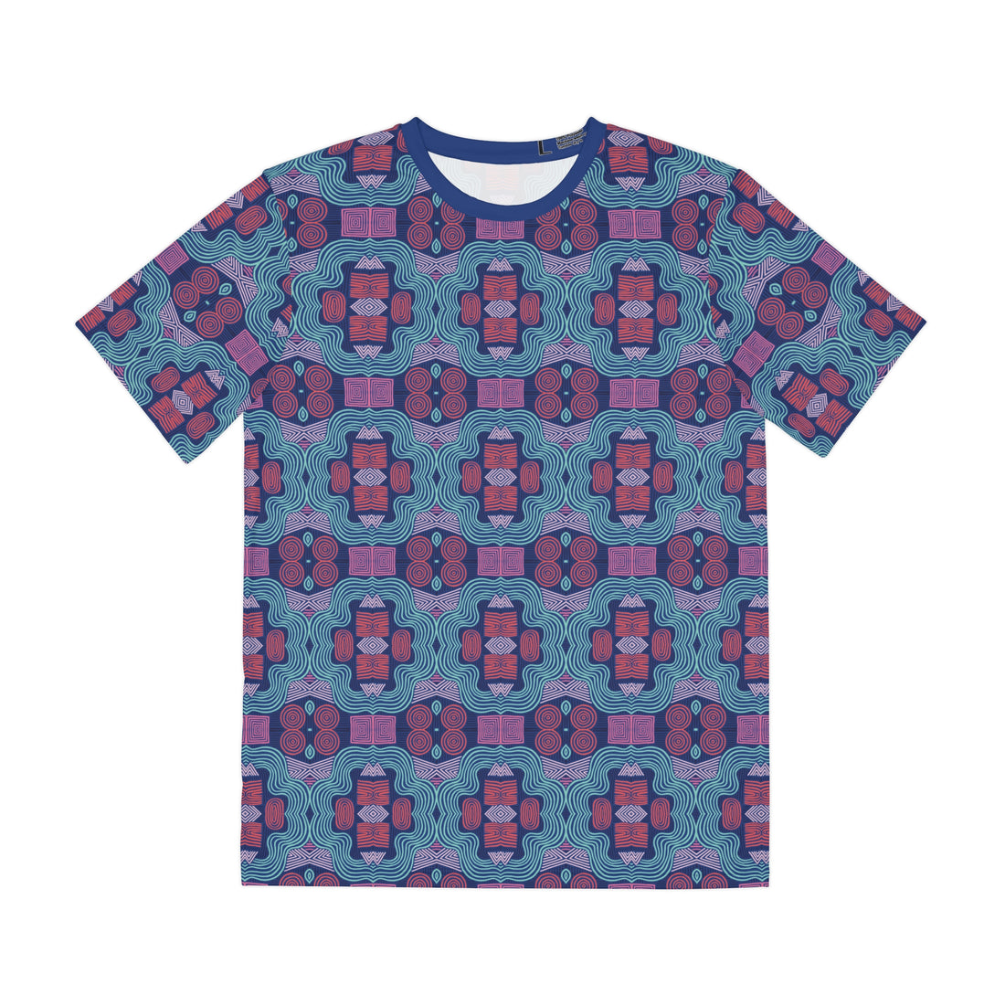 Blue Geometric Print Men's Polyester Tee (AOP)