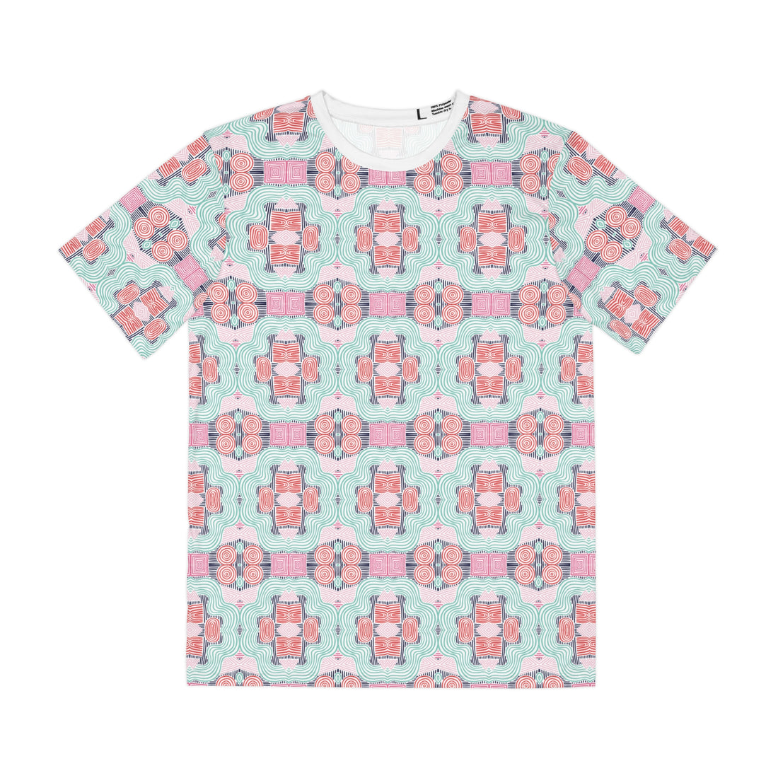 White Geometric Print Men's Polyester Tee (AOP)