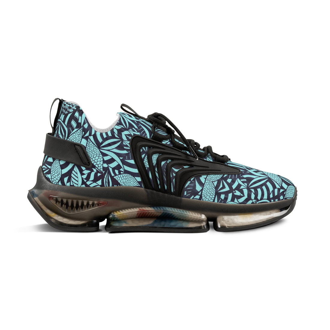 Icy Blue Tropical Minimalist OTT Men's Mesh Knit Sneakers