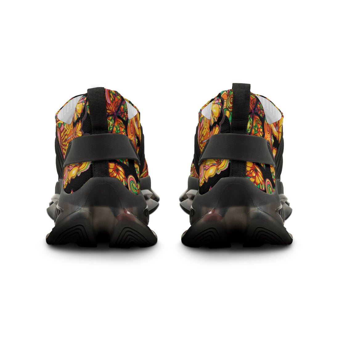 Black Artsy Floral OTT Men's Mesh Knit Sneakers