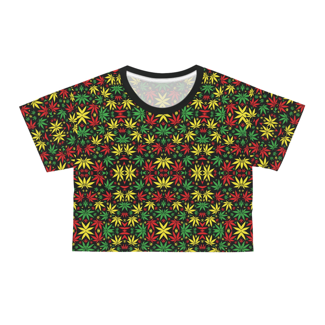 Black Tropical Rasta Toned AOP Crop Tee