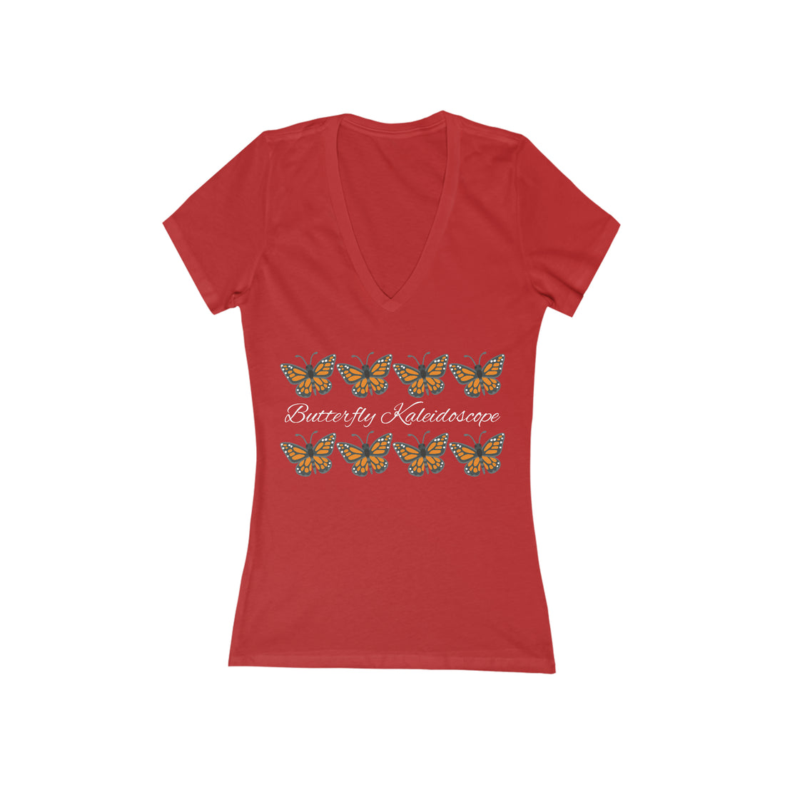 Women's Jersey Butterfly Kaleidoscope V-Neck Tee