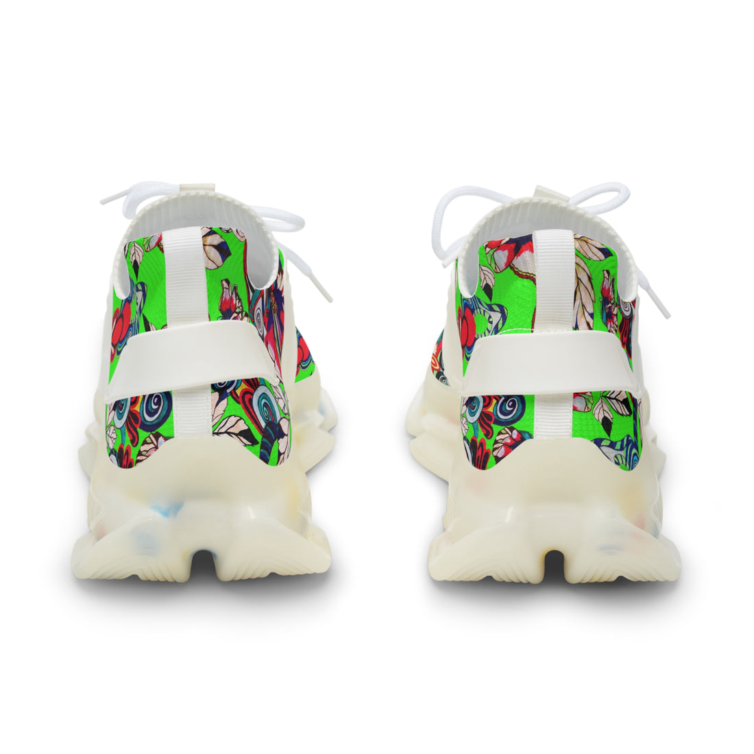Neon Green Floral Pop OTT Men's Mesh Knit Sneakers