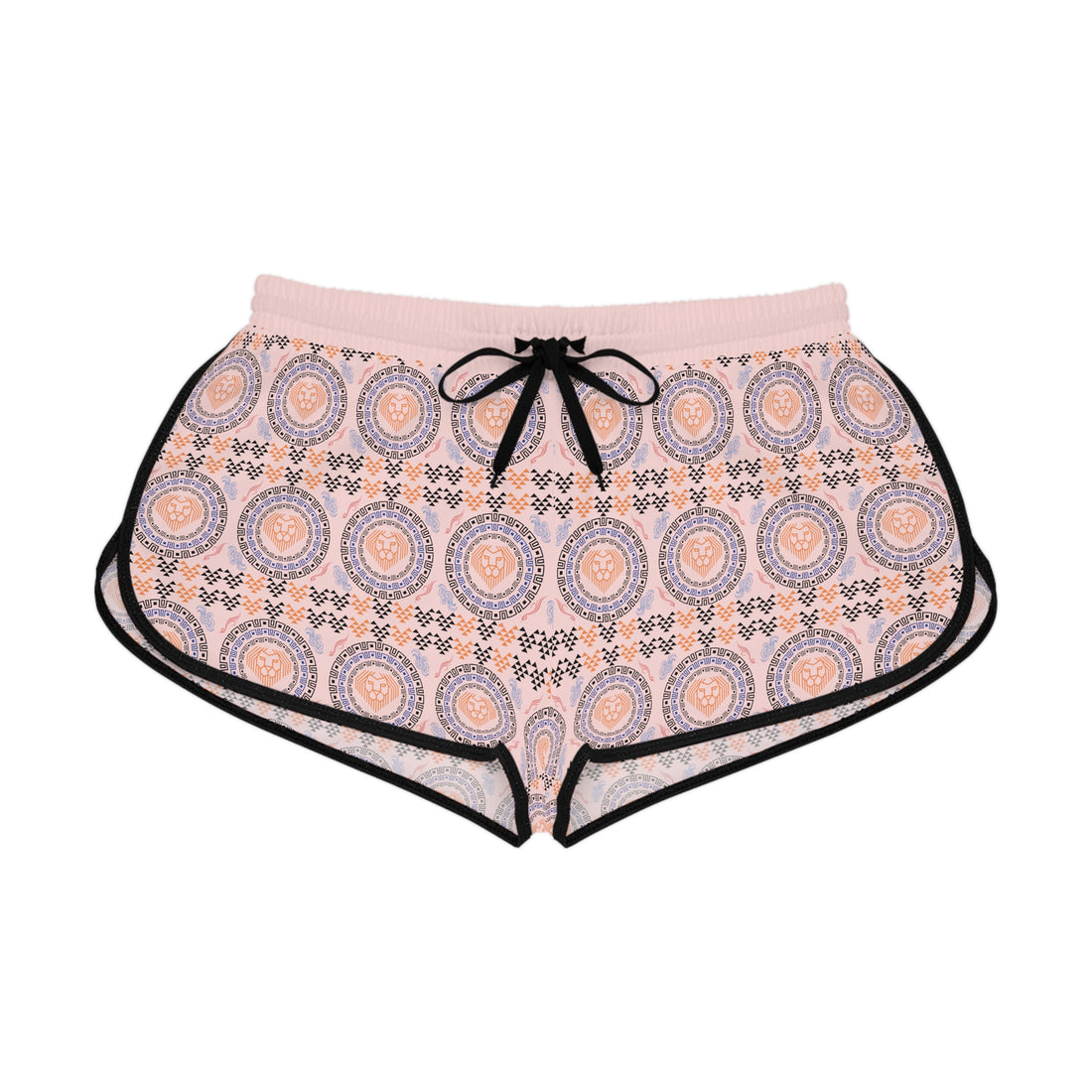 Pale Pink Geo Lion Head Relaxed Gym Shorts