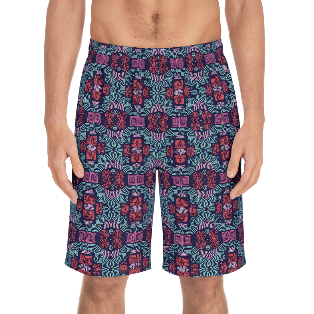 Ink Geometric Print Men's Board Shorts (AOP)