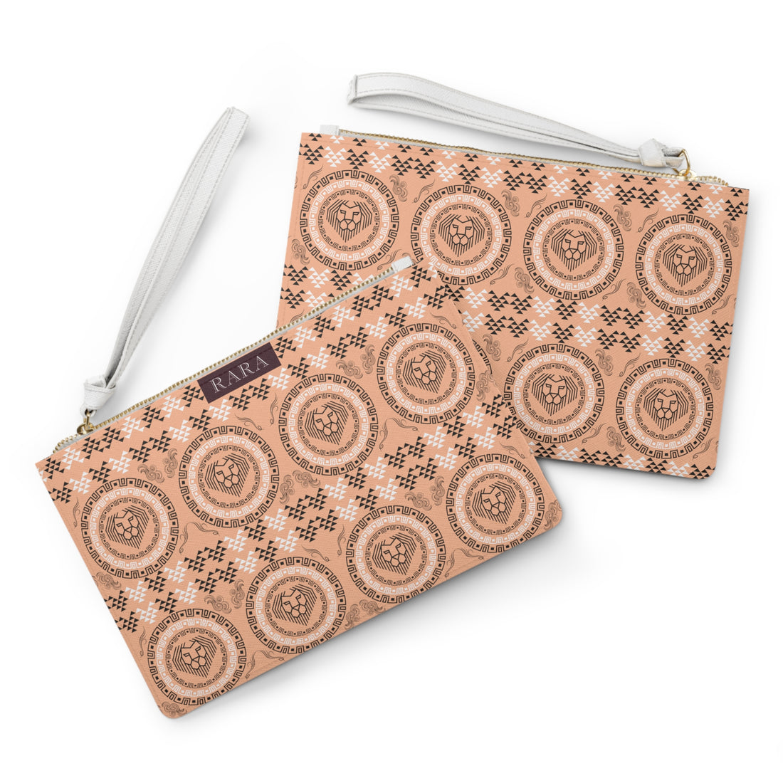 Peach Geo Lion Head Clutch Bag