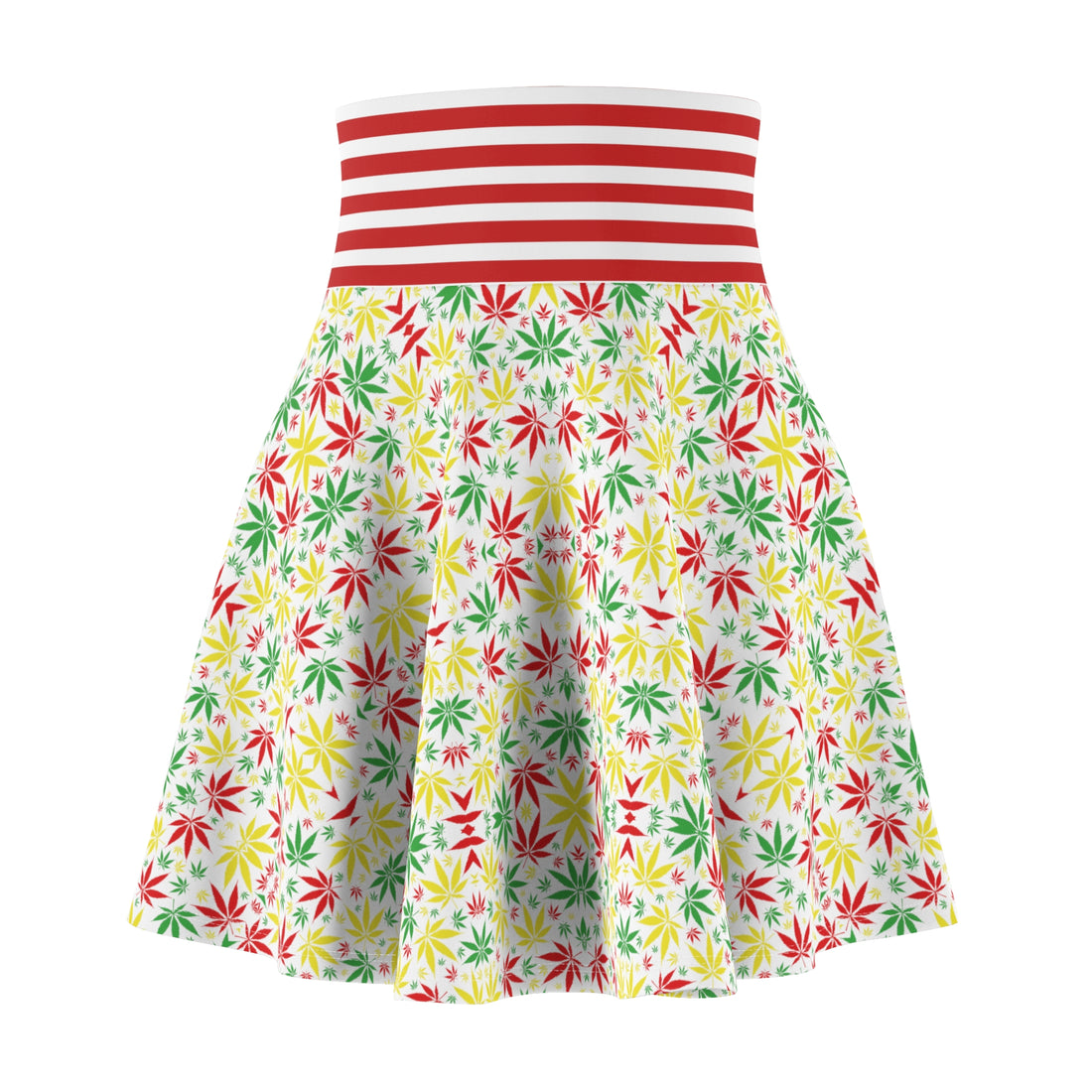 White Tropical Rasta Toned Skater Skirt