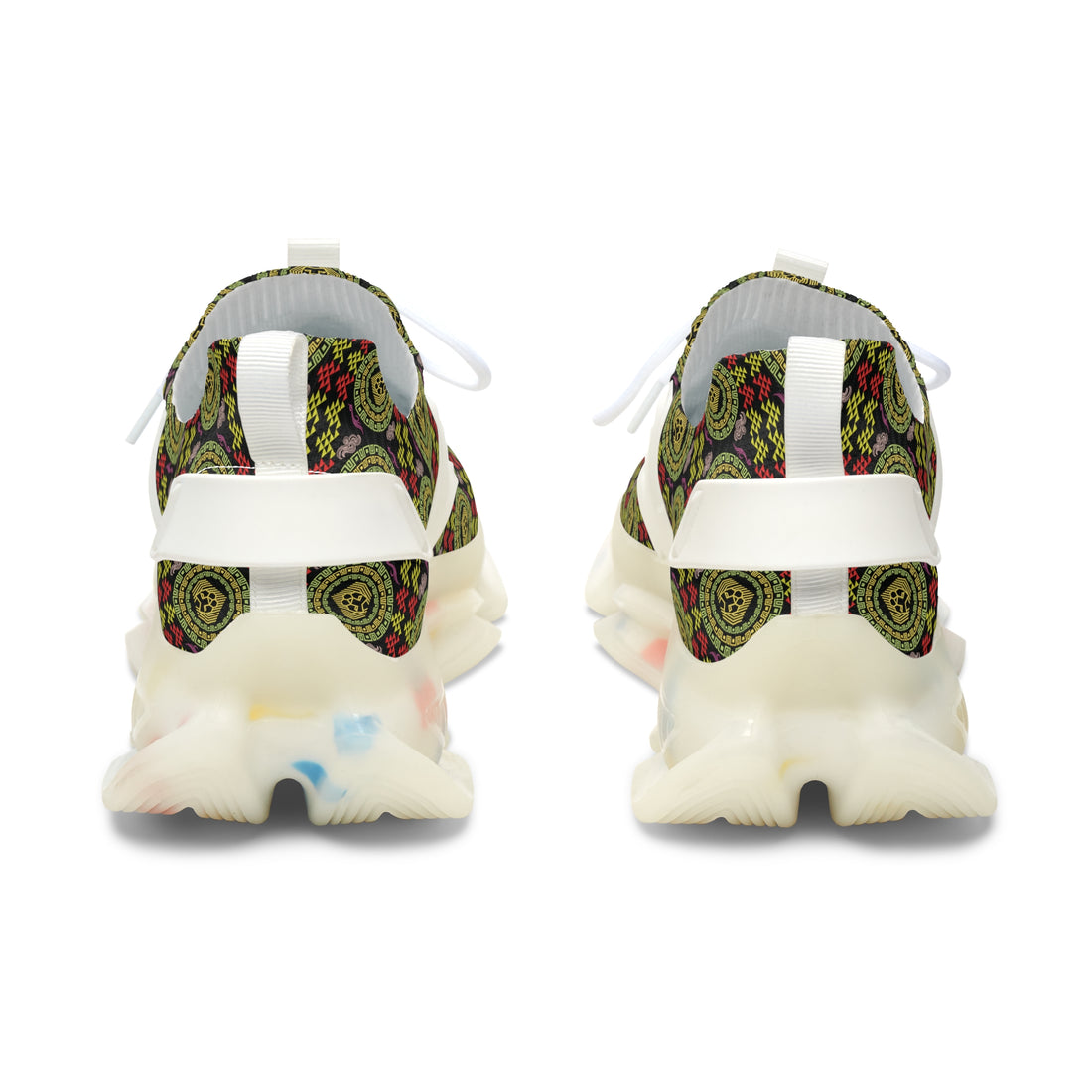 Black Geo Lion Head Women's Mesh Knit Sneakers