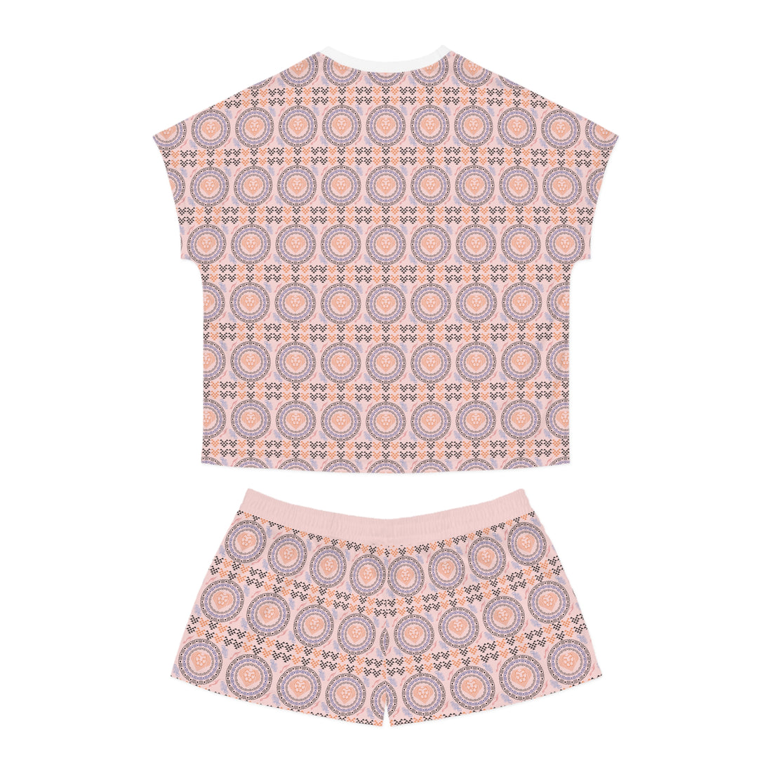 Pale Pink Geo Lion Head Short Pajama Set (AOP)