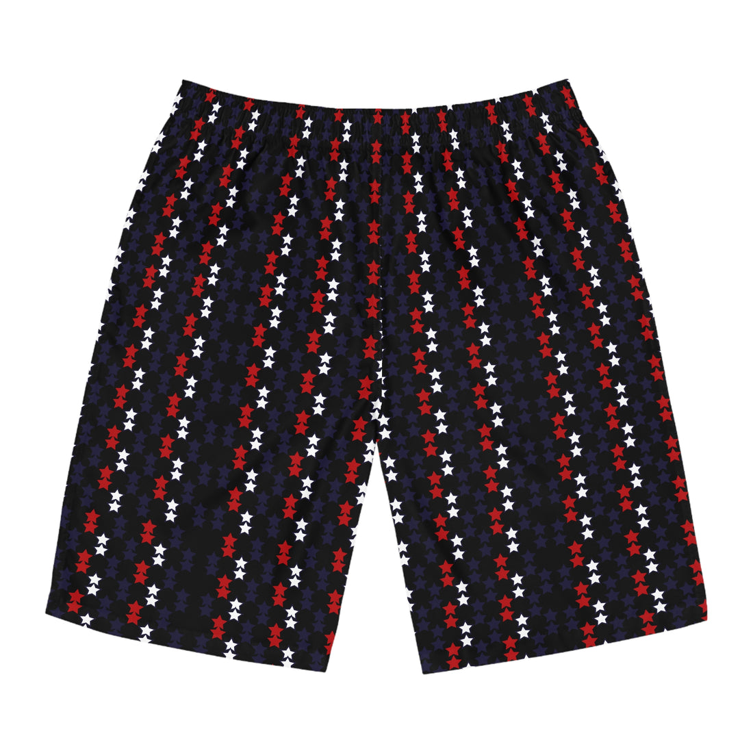 black star print board shorts for men