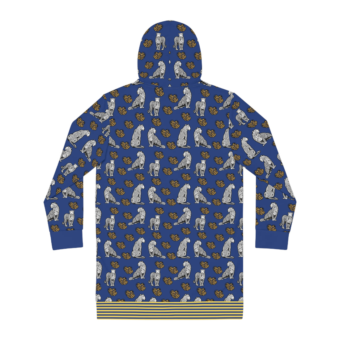 Blue Cheetah Hearts Hoodie Dress (AOP)